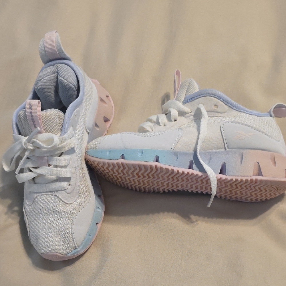 Reebok Kids' White and Pastel Sneakers Like New, Size 13K